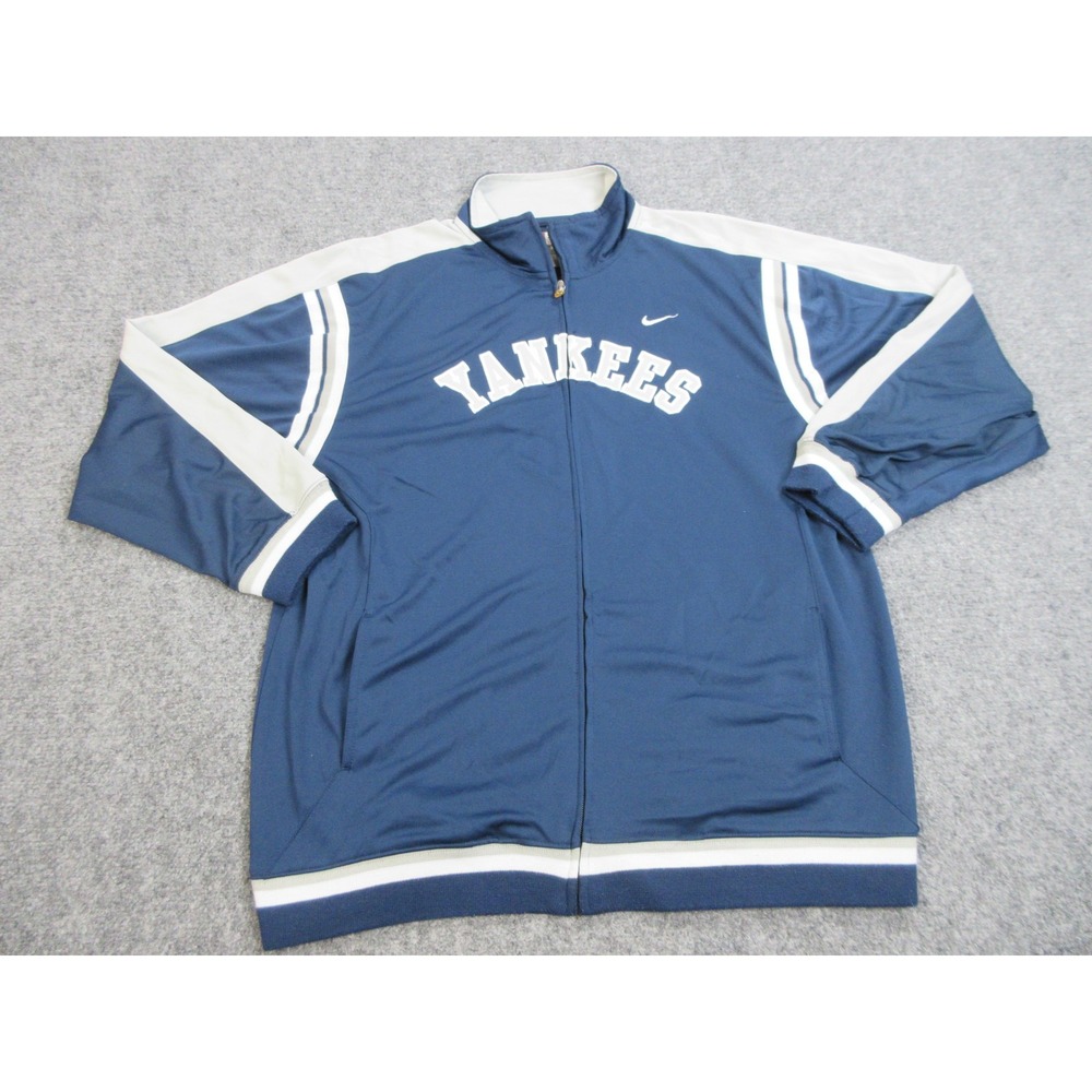 VINTAGE New York Yankees Jacket Boys XL Blue Full Zip MLB Baseball Nike Team